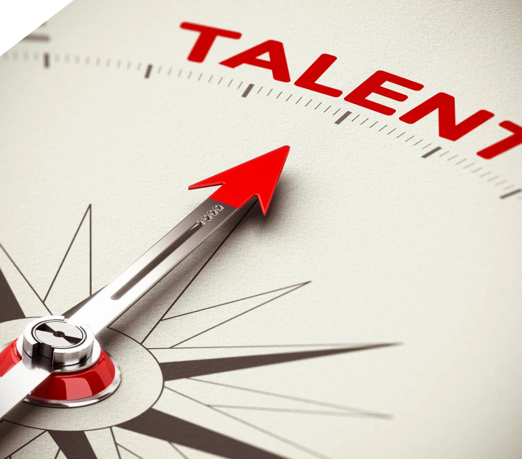 A red arrow pointing to the word talent on top of a compass.